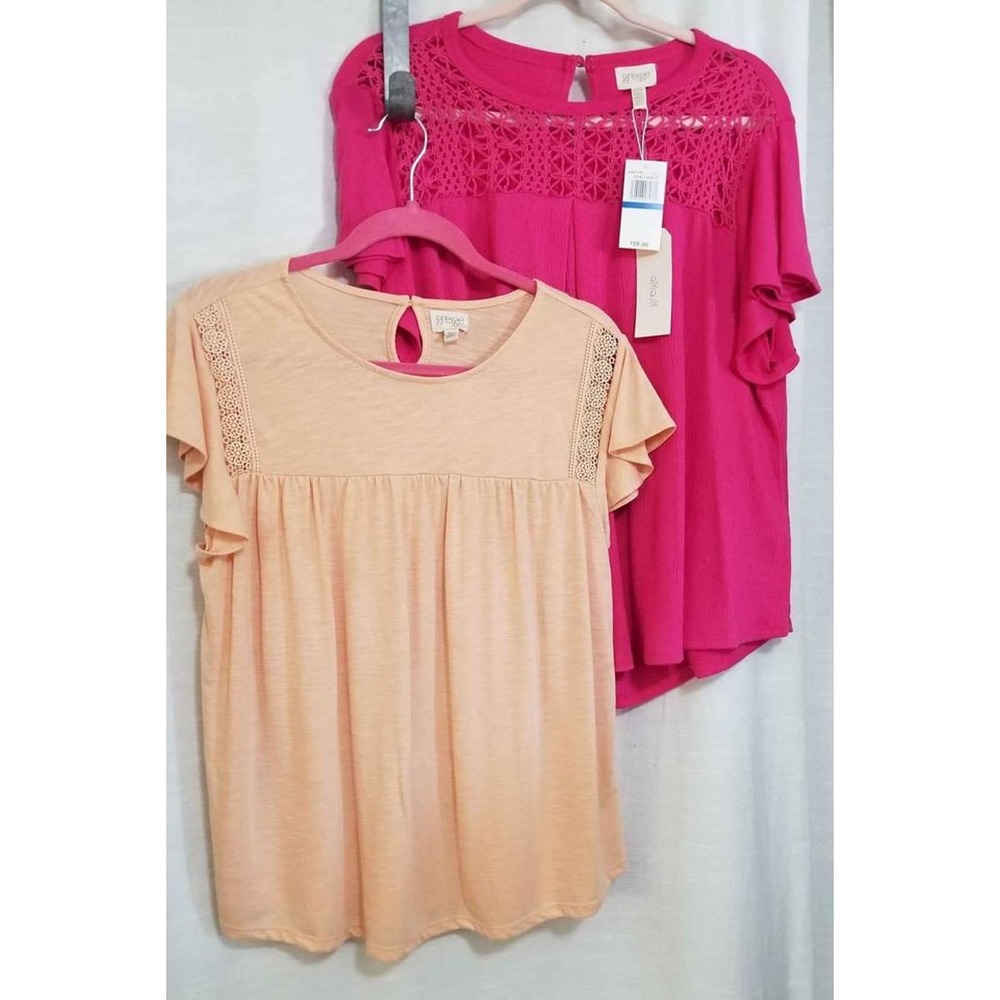 Nwt Women's Greige Pink And Peach Super Soft XL Cotton Blouses - Picture 1 of 8